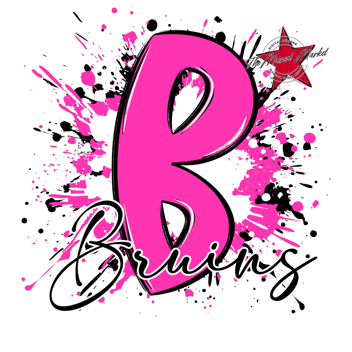 Bruins Mascot Splatter-Pink