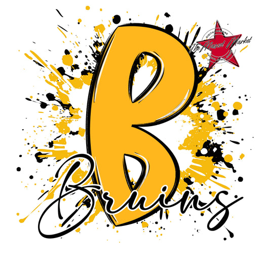 Bruins Mascot Splatter-Yellow