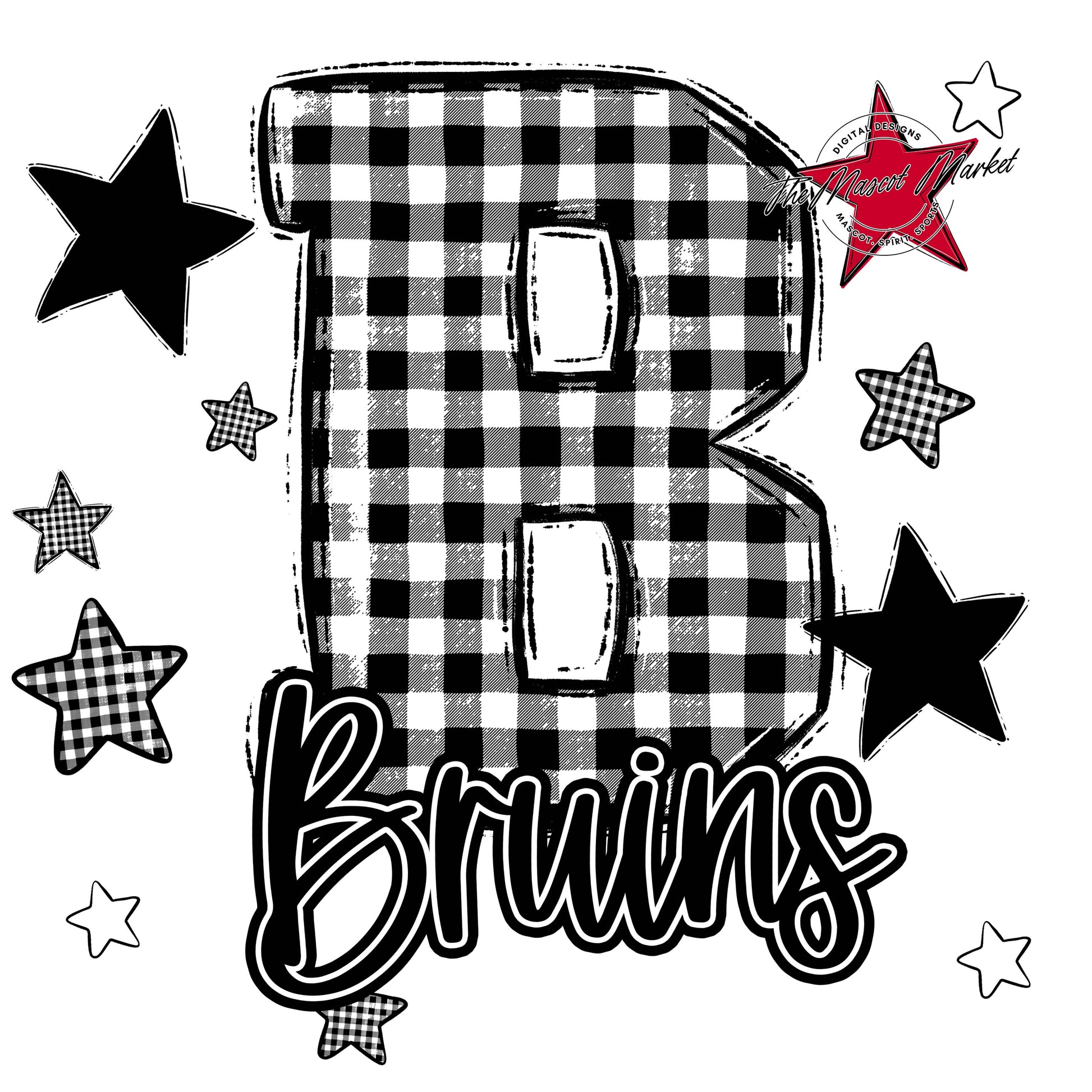 Bruins Plaid Star Design-Black