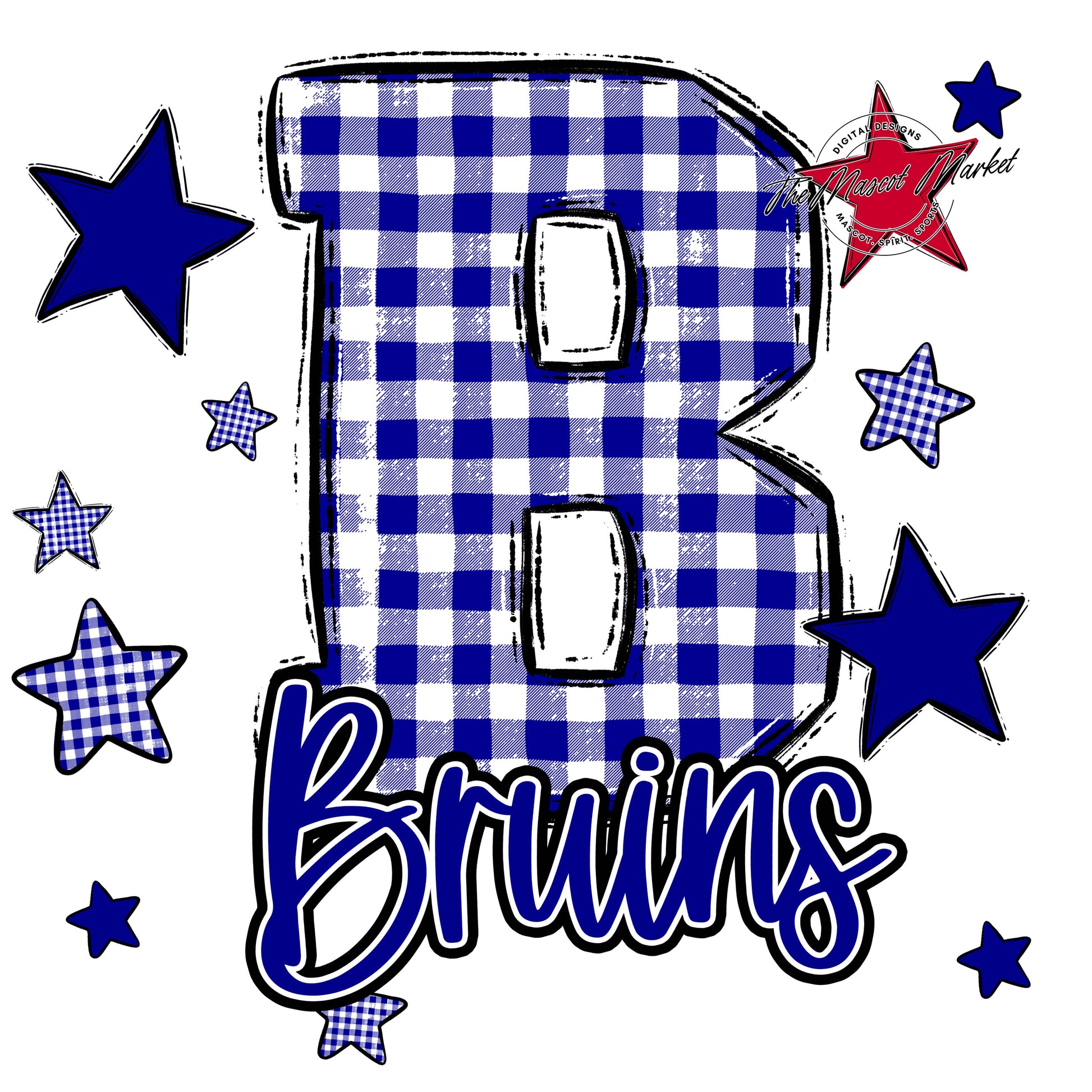 Bruins Plaid Star Design-Blue
