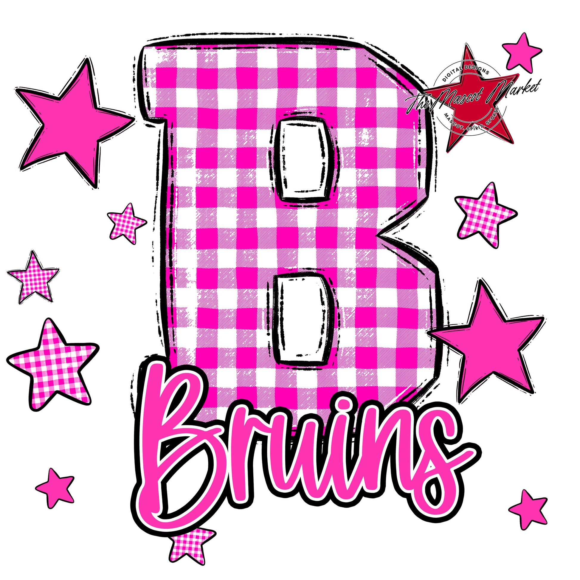 Bruins Plaid Star Design-Pink