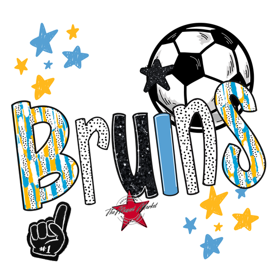 Bruins Soccer Scrape-Carolina Blue-Yellow