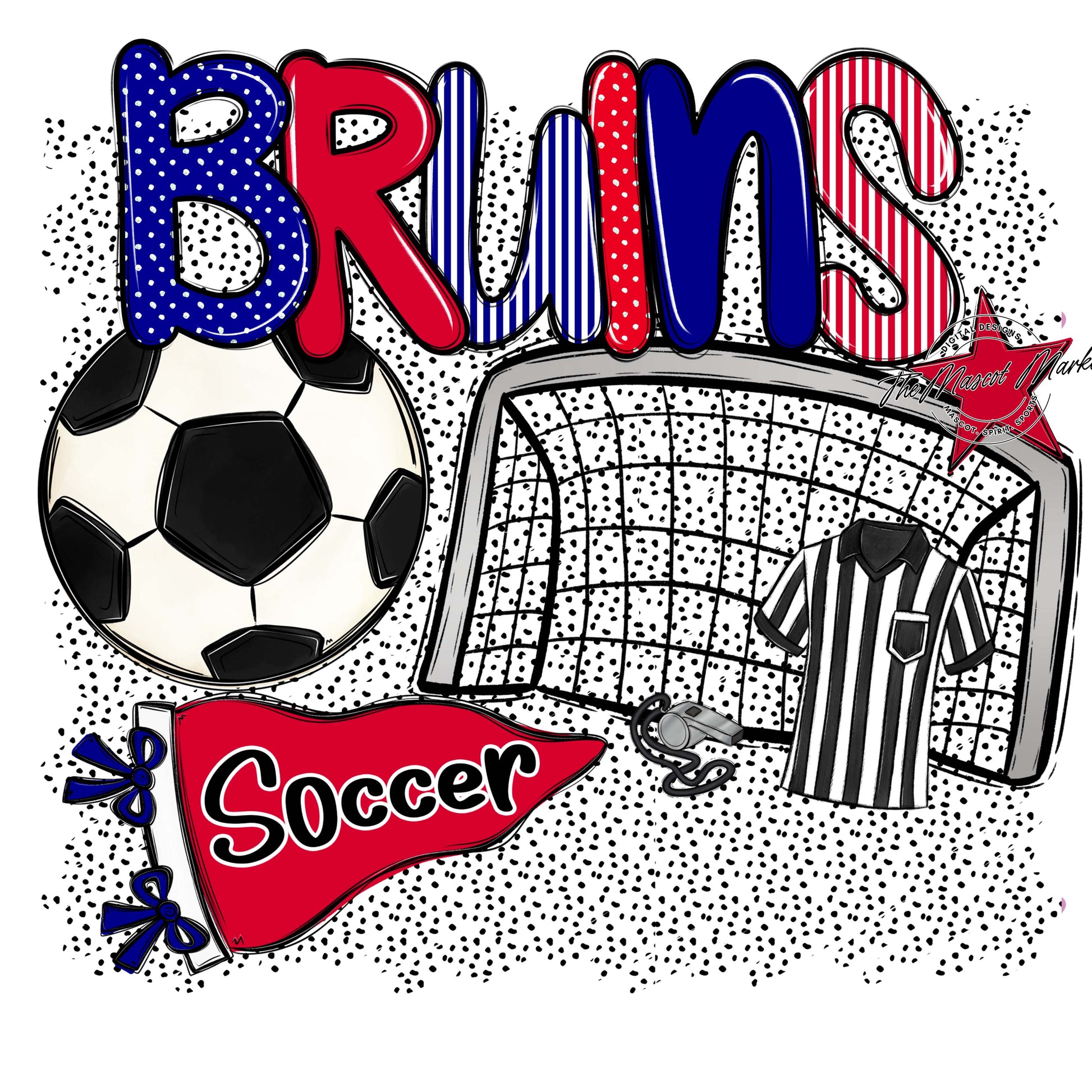 Bruins Soccer Spirit-Blue & Red