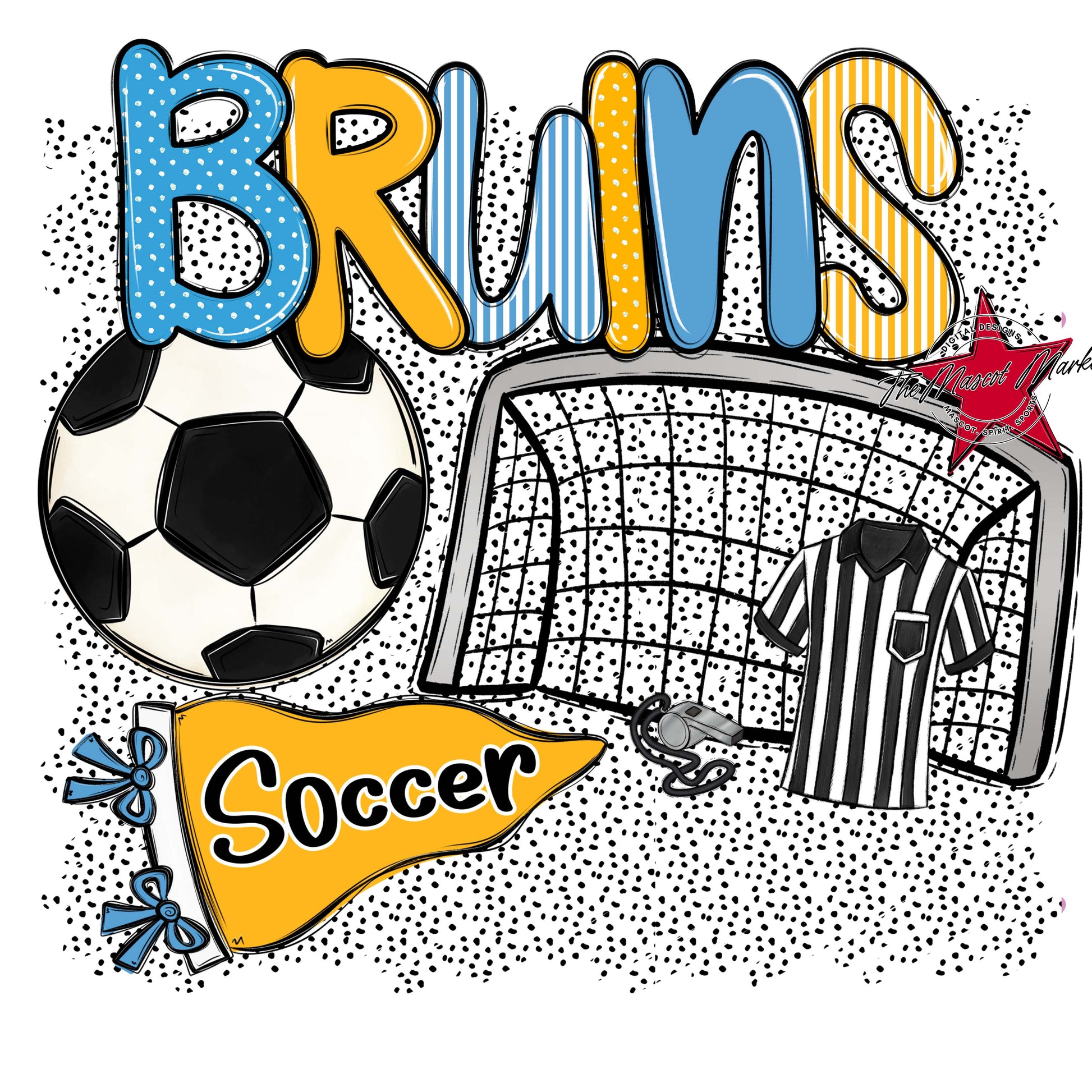 Bruins Soccer Spirit-Carolina Blue & Yellow