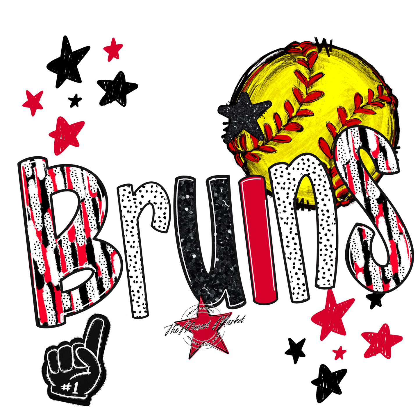Bruins Softball Scrape-Red