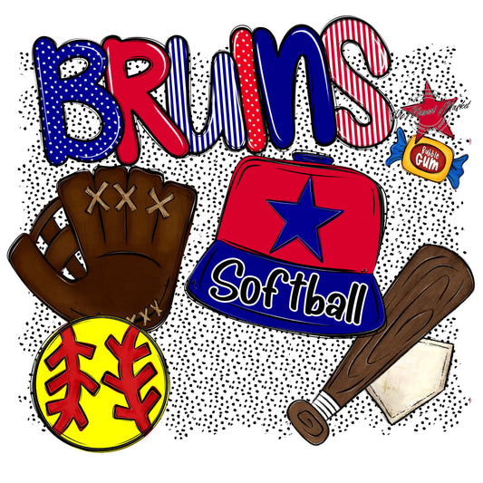 Bruins Softball Spirit-Blue & Red