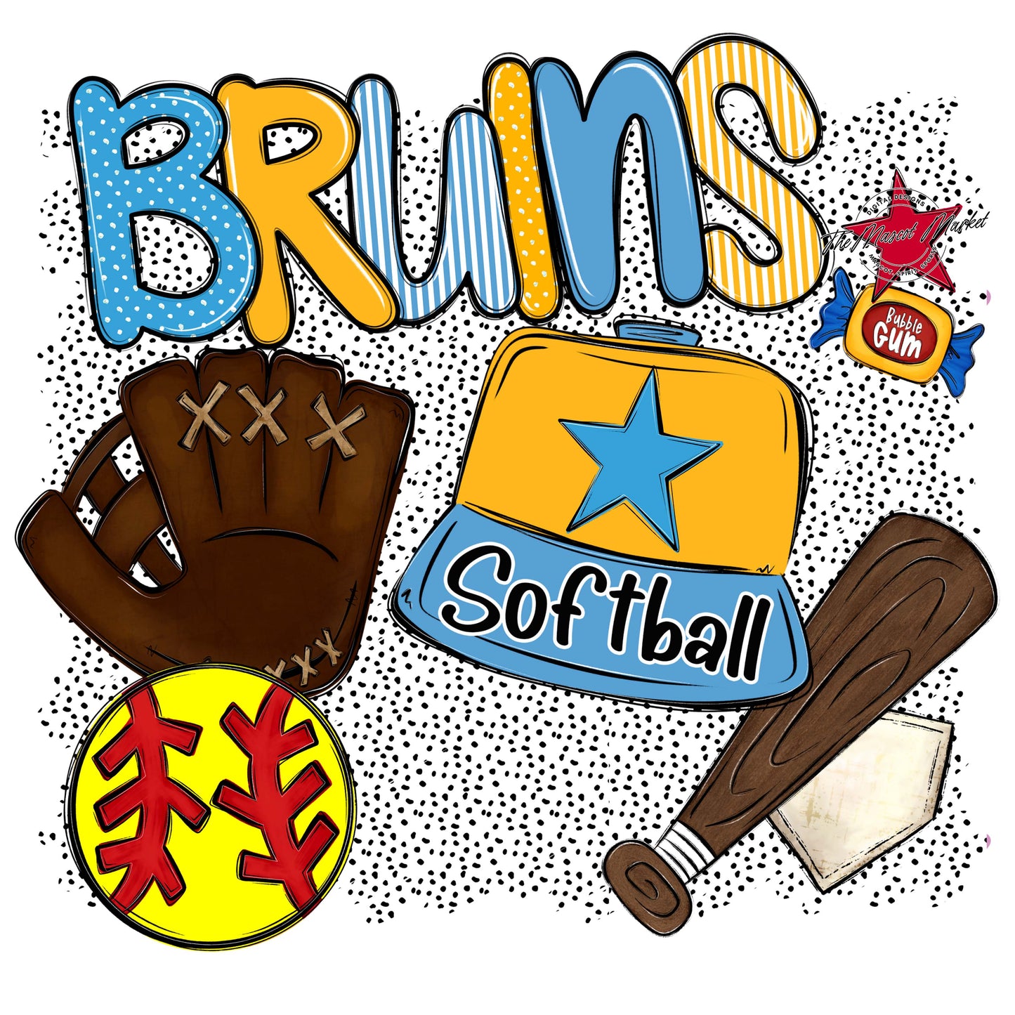 Bruins Softball Spirit-Carolina Blue & Yellow