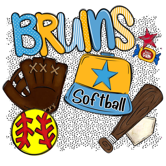 Bruins Softball Spirit-Carolina Blue & Yellow