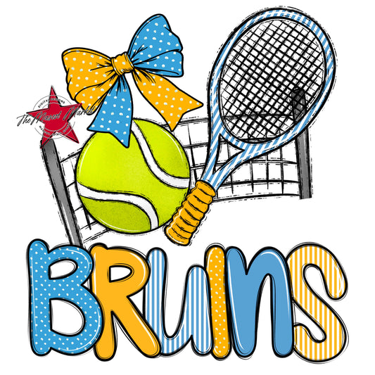 Bruins Tennis Spirit Design-Carolina Blue & Yellow
