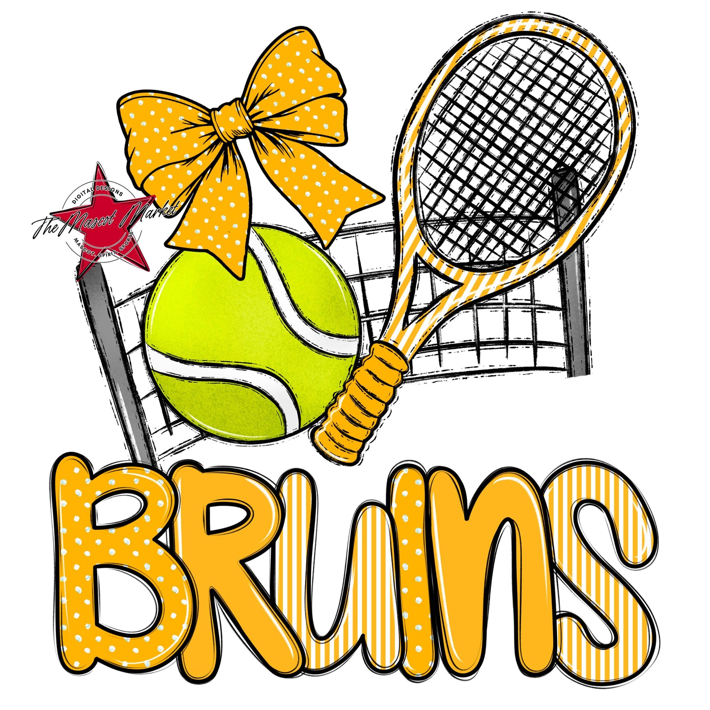 Bruins Tennis Spirit Design-Yellow