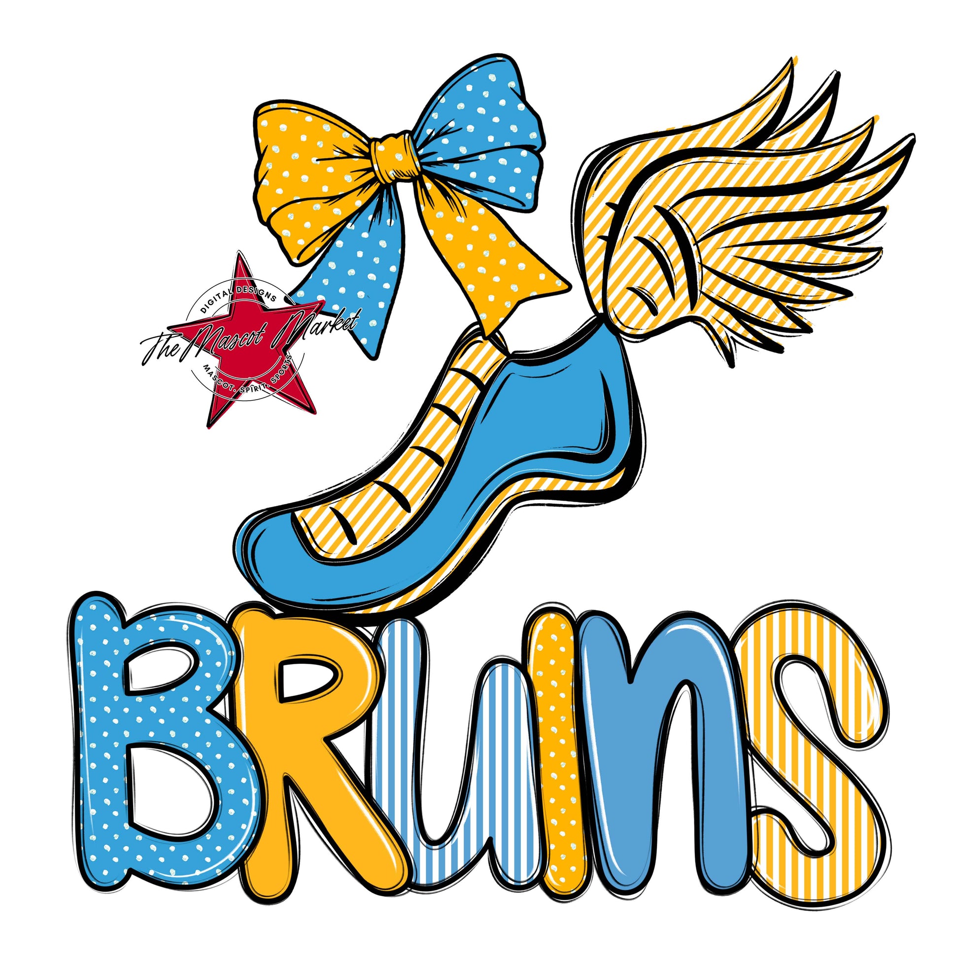 Bruins Track Spirit Design-Carolina Blue & Yellow