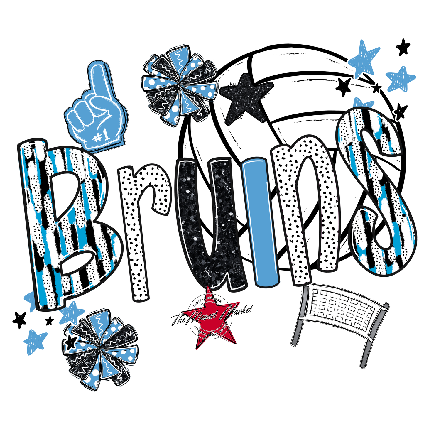 Bruins Volleyball Scrape-Carolina Blue