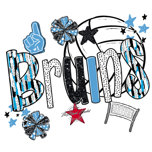 Bruins Volleyball Scrape-Carolina Blue