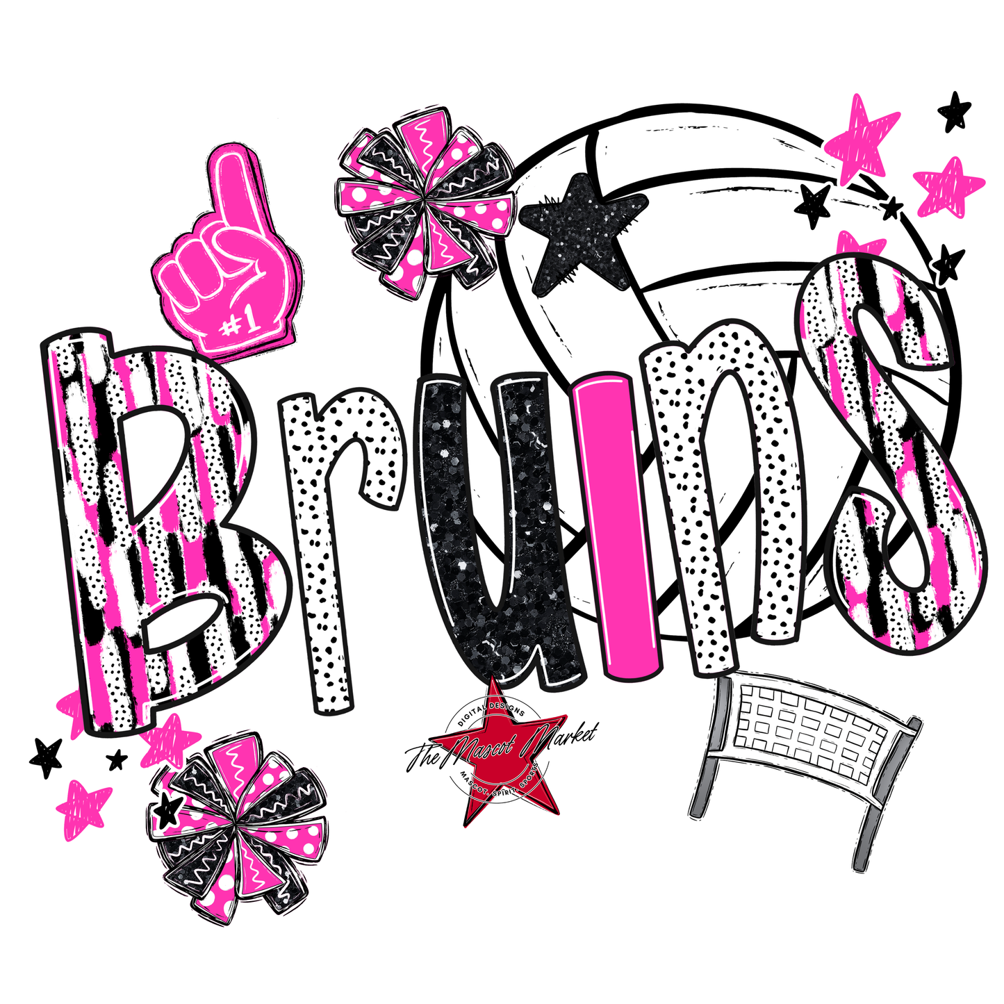 Bruins Volleyball Scrape-Pink
