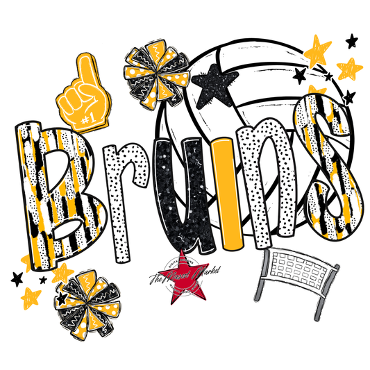 Bruins Volleyball Scrape-Yellow