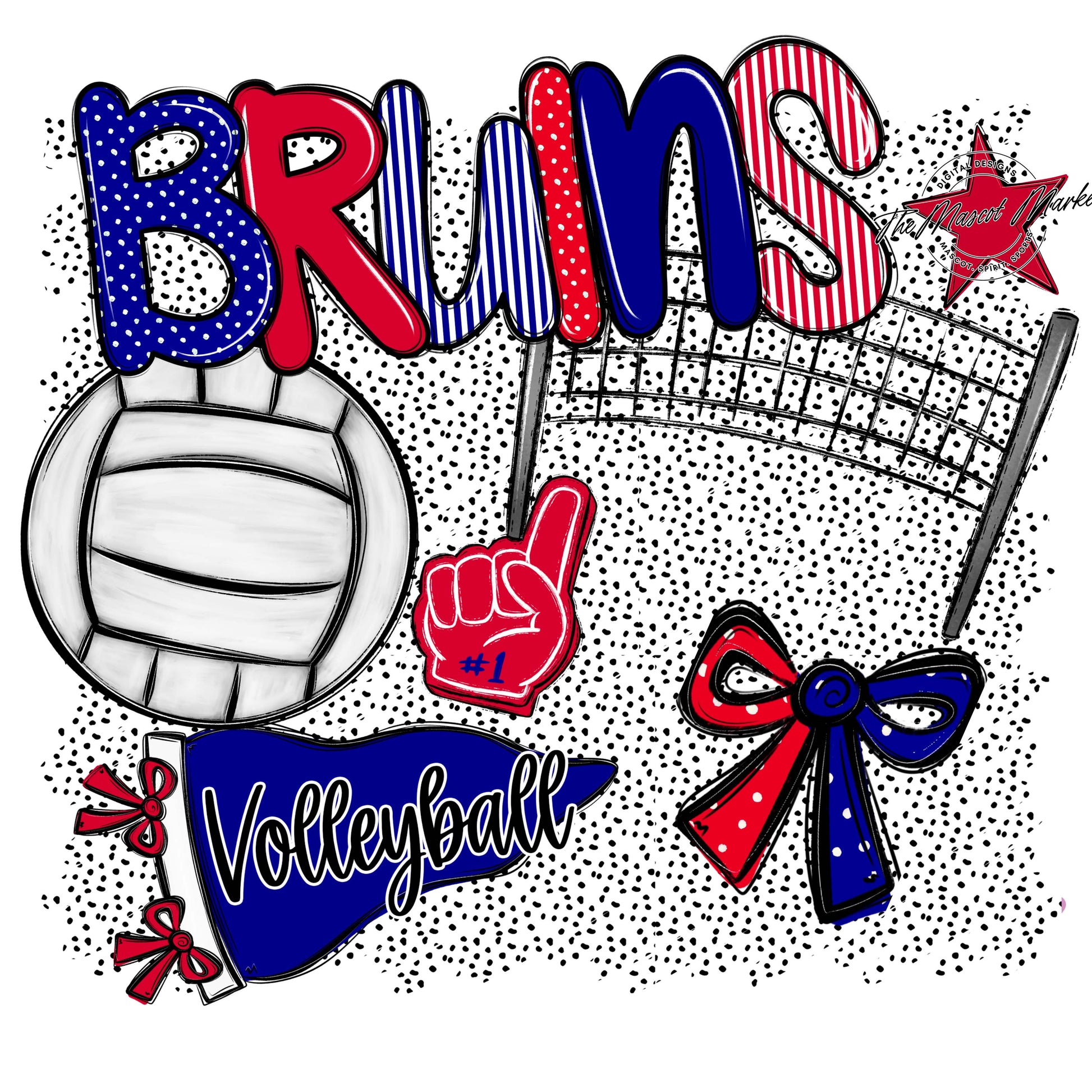 Bruins Volleyball Spirit-Blue & Red