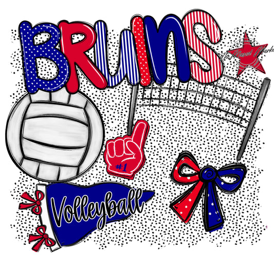 Bruins Volleyball Spirit-Blue & Red