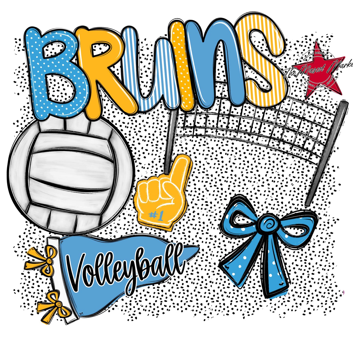 Bruins Volleyball Spirit-Carolina Blue & Yellow