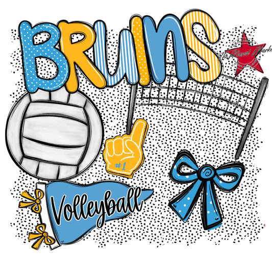 Bruins Volleyball Spirit-Carolina Blue & Yellow