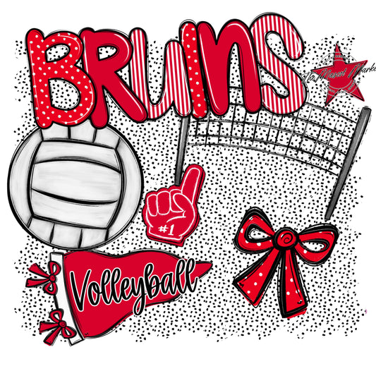 Bruins Volleyball Spirit-Red
