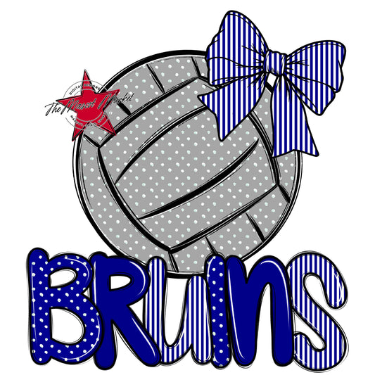 Bruins Volleyball Spirit Design-Blue