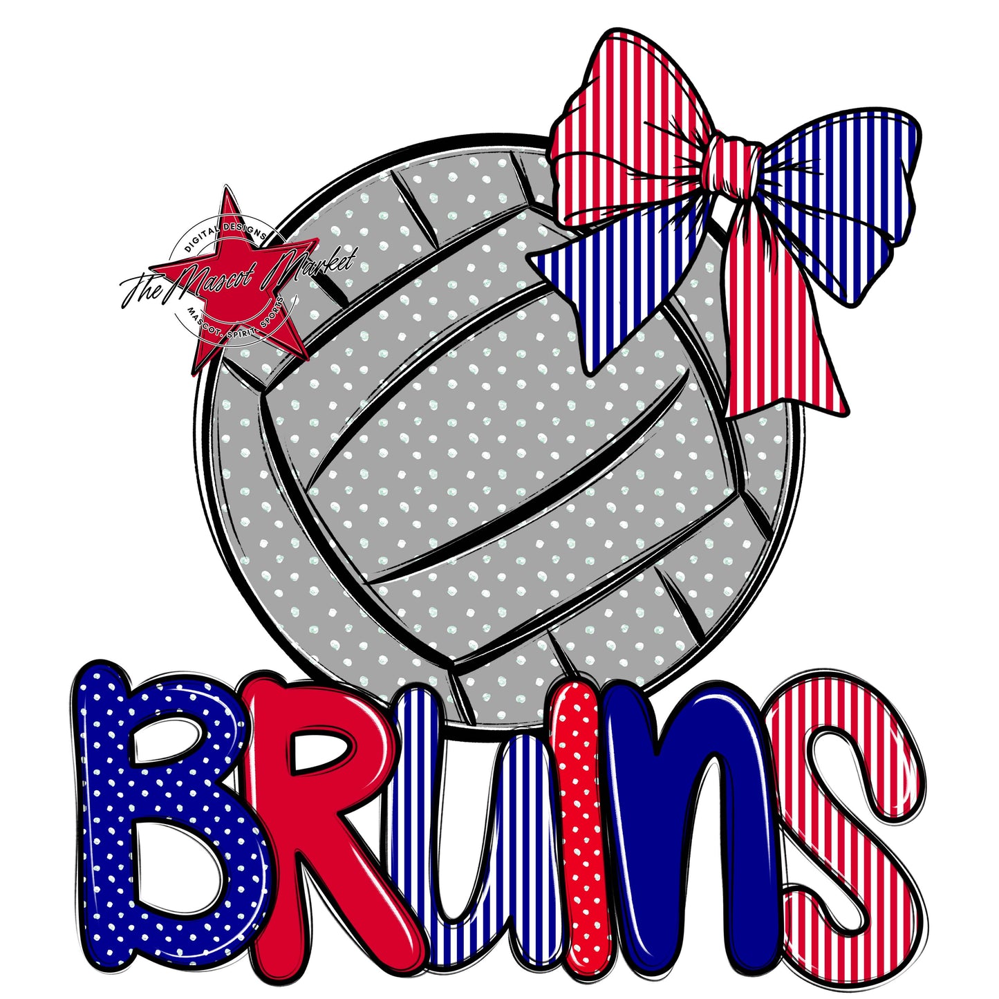Bruins Volleyball Spirit Design-Blue & Red