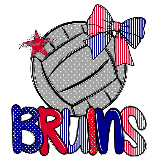 Bruins Volleyball Spirit Design-Blue & Red