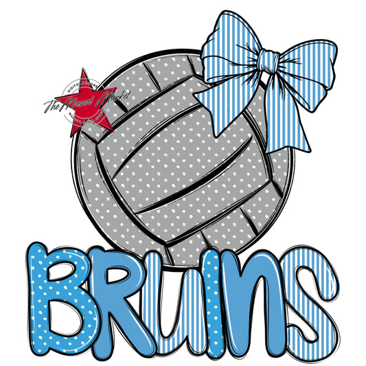 Bruins Volleyball Spirit Design-Carolina Blue