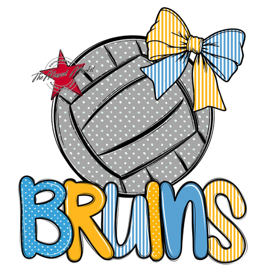 Bruins Volleyball Spirit Design-Carolina Blue & Yellow