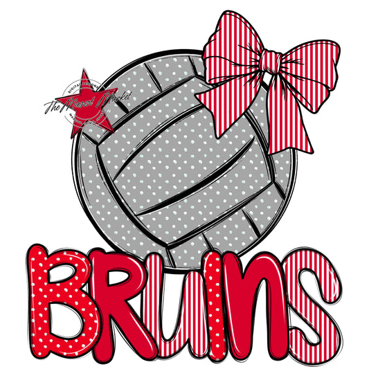 Bruins Volleyball Spirit Design-Red
