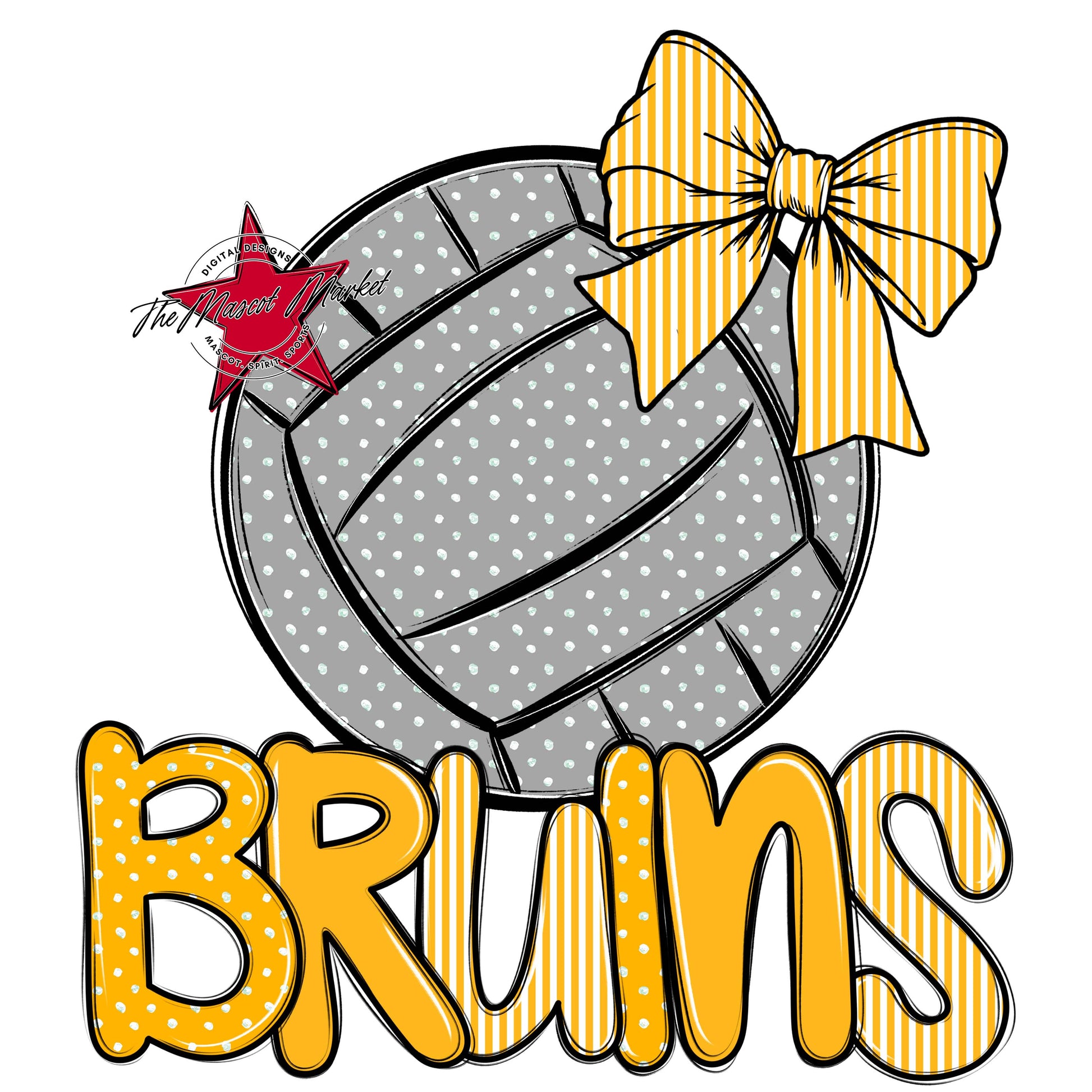 Bruins Volleyball Spirit Design-Yellow