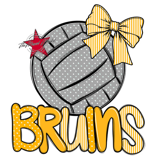 Bruins Volleyball Spirit Design-Yellow