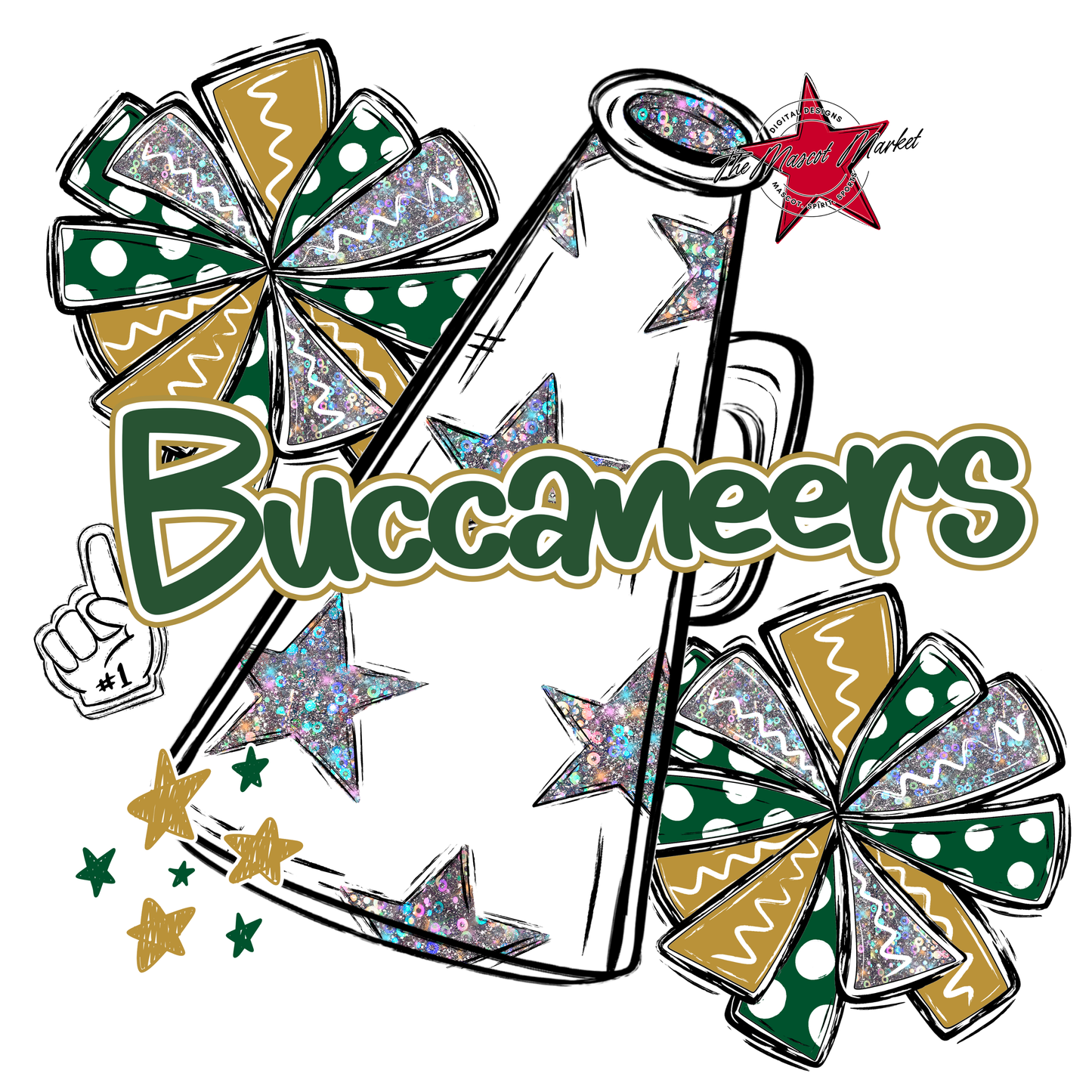 Buccaneers Alpha Megaphone Design-Green-Gold