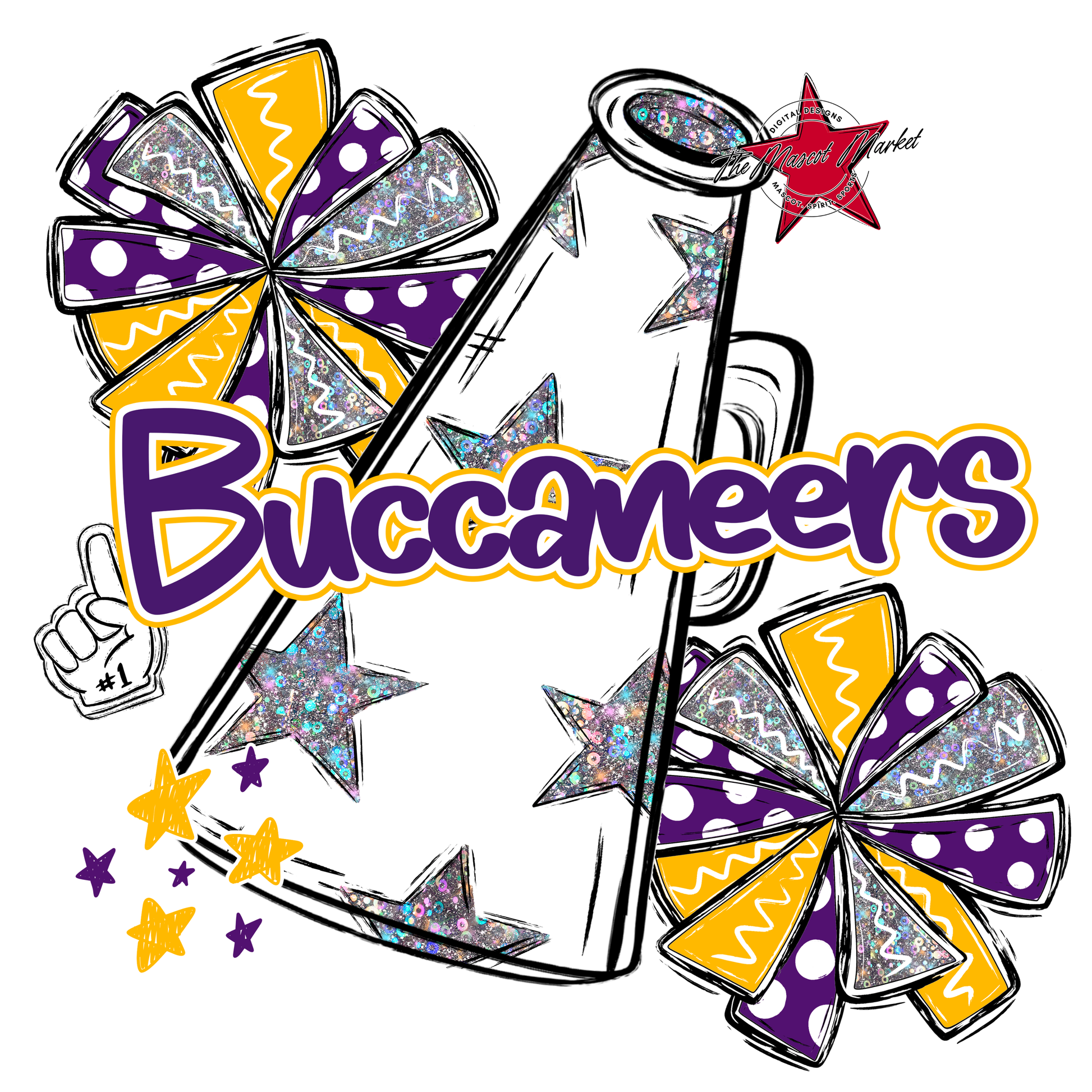 Buccaneers Alpha Megaphone Design-Purple-Yellow