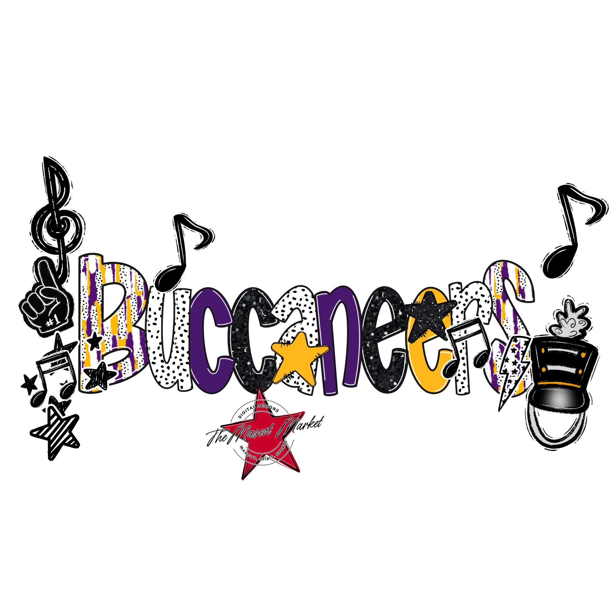 Buccaneers Band Scrape-Purple-Yellow