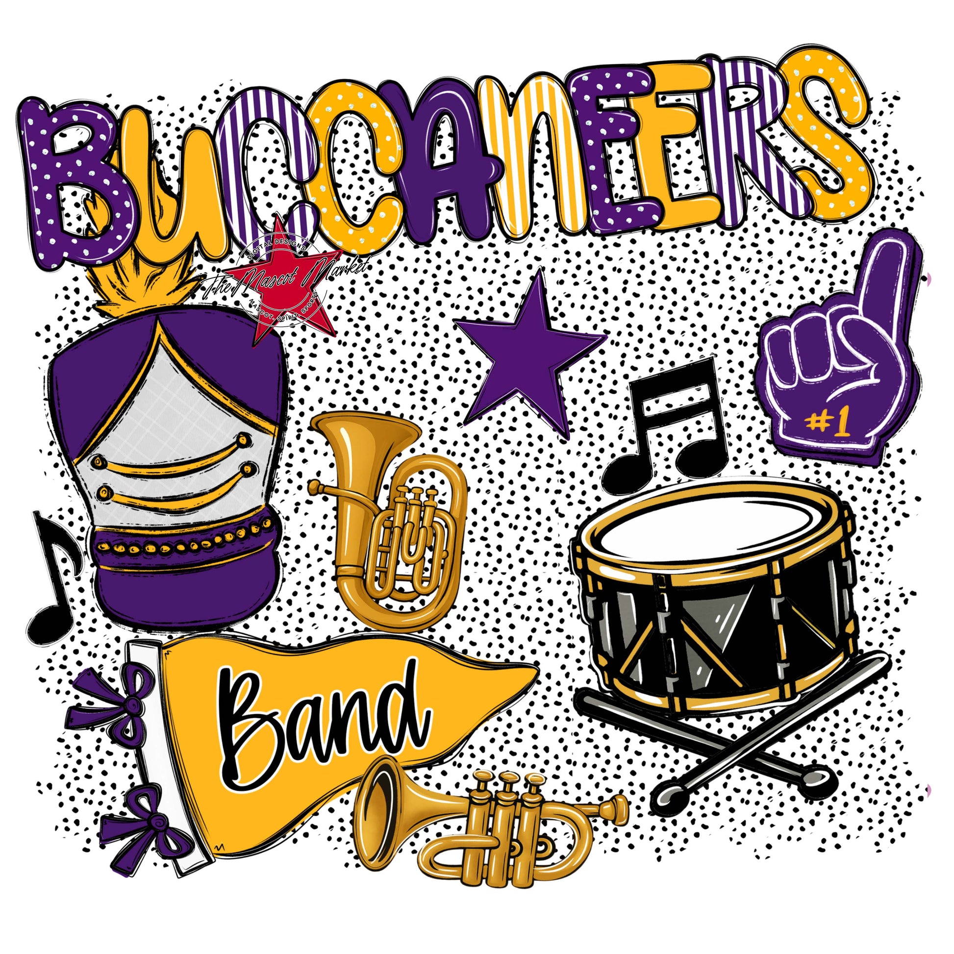 Buccaneers Band Spirit-Purple & Yellow