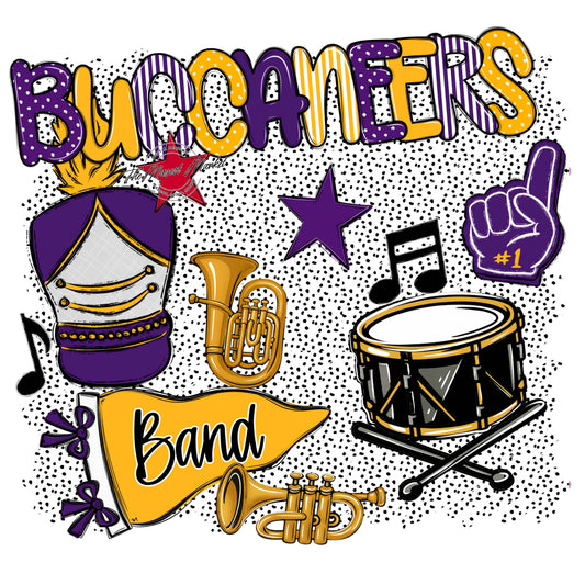 Buccaneers Band Spirit-Purple & Yellow
