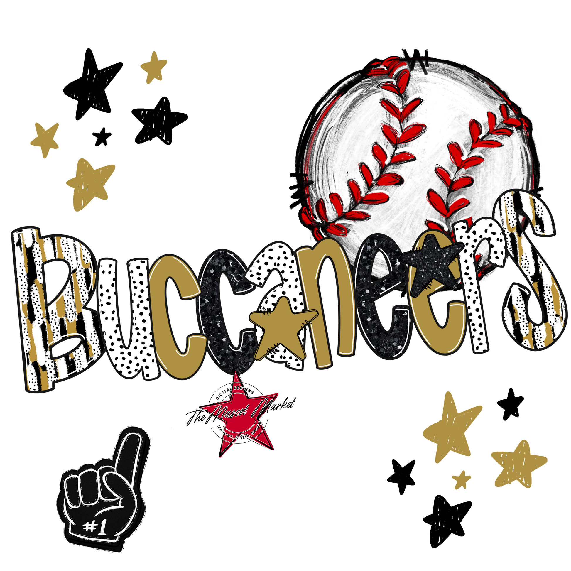 Buccaneers Baseball Scrape-Gold