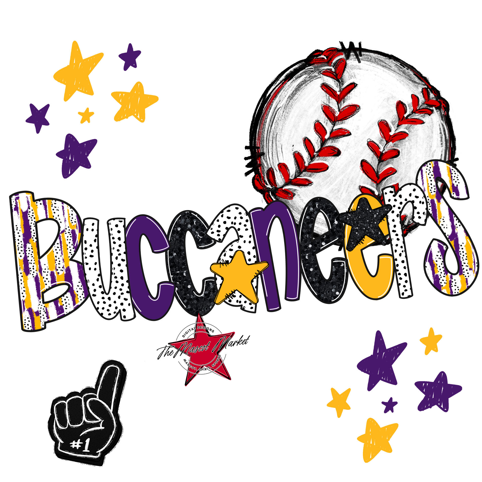 Buccaneers Baseball Scrape-Purple-Yellow