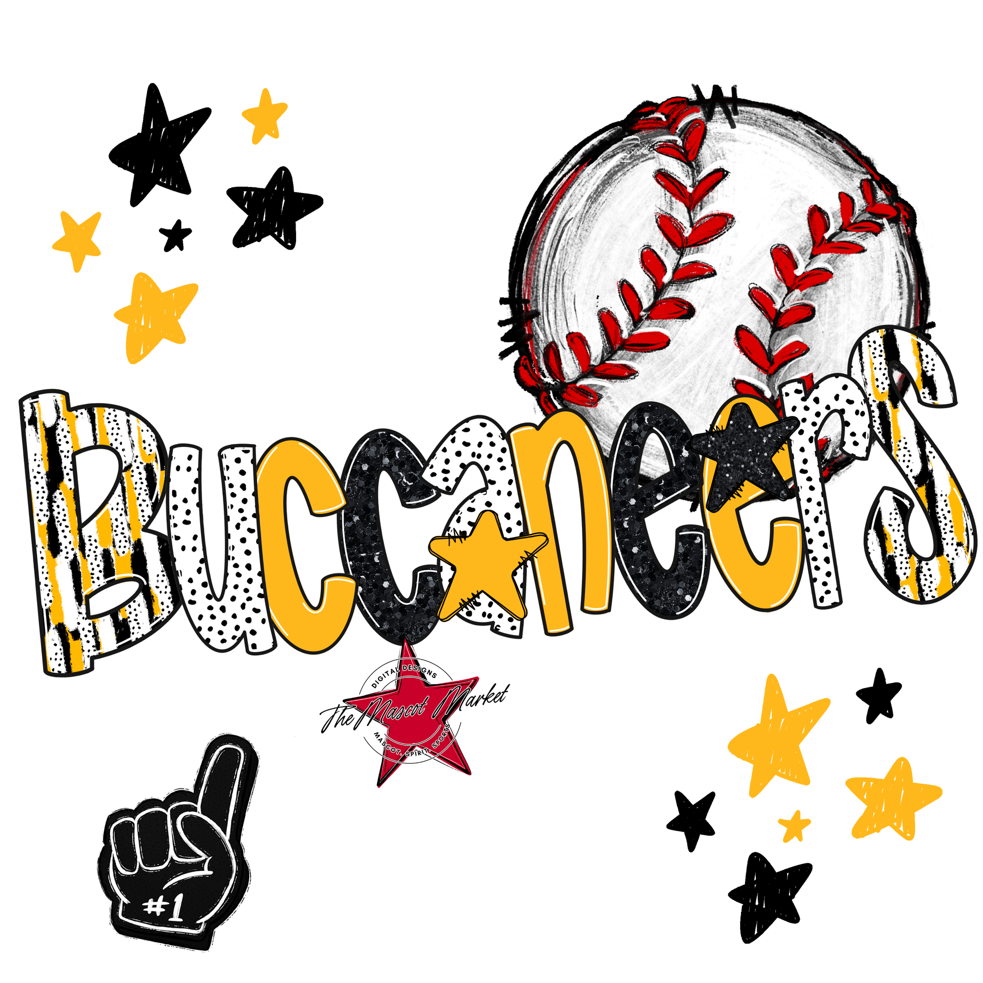 Buccaneers Baseball Scrape-Yellow