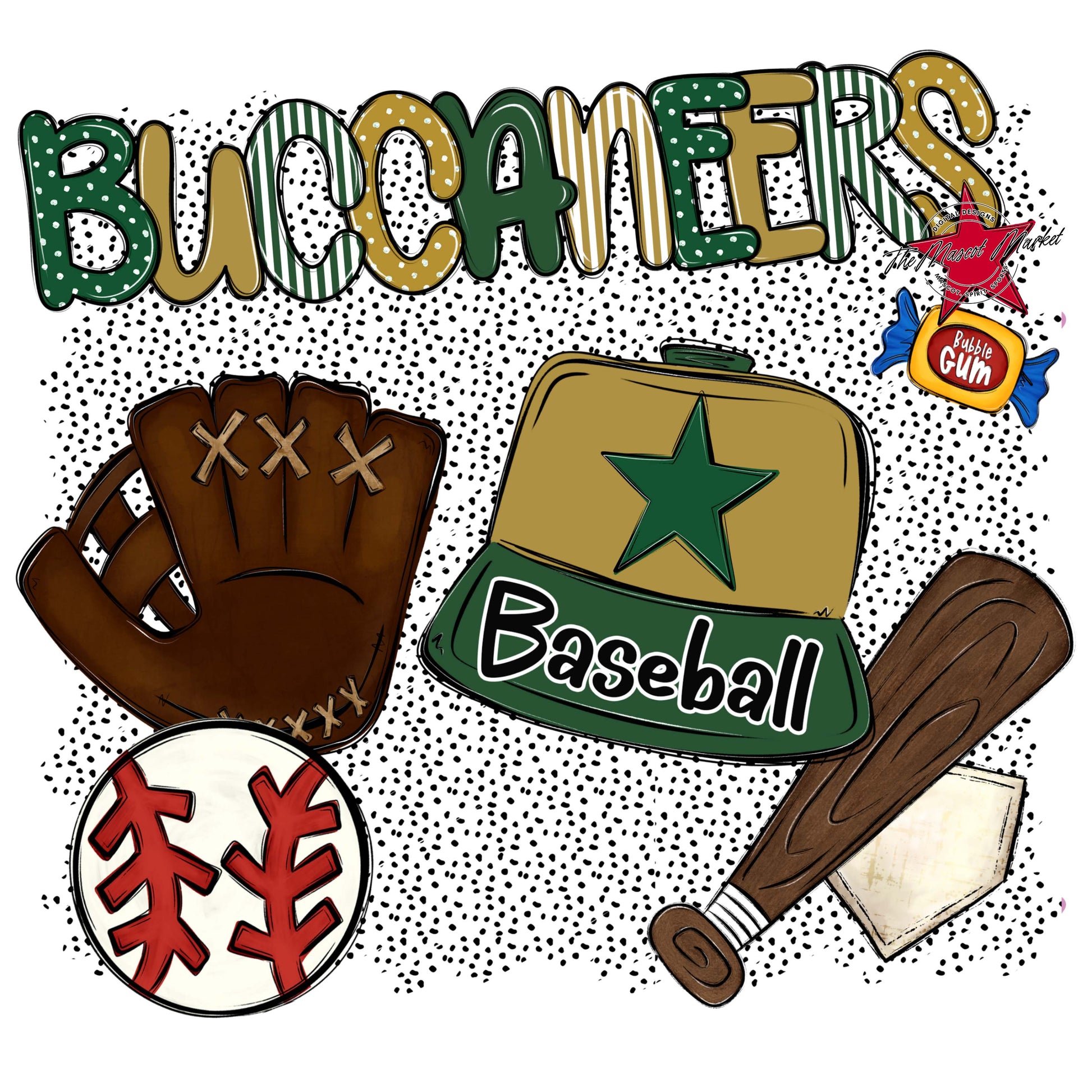 Buccaneers Baseball Spirit-Green & Gold