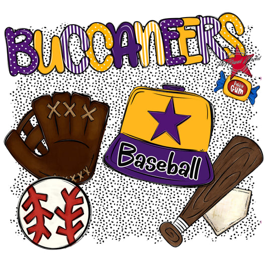 Buccaneers Baseball Spirit-Purple & Yellow