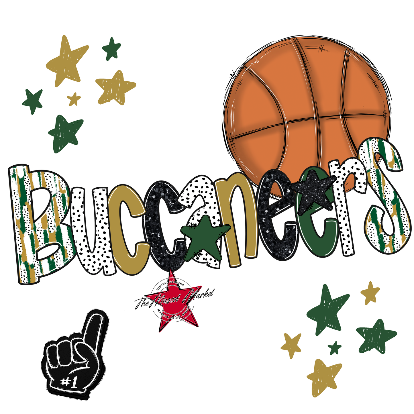 Buccaneers Basketball Scrape-Green-Gold