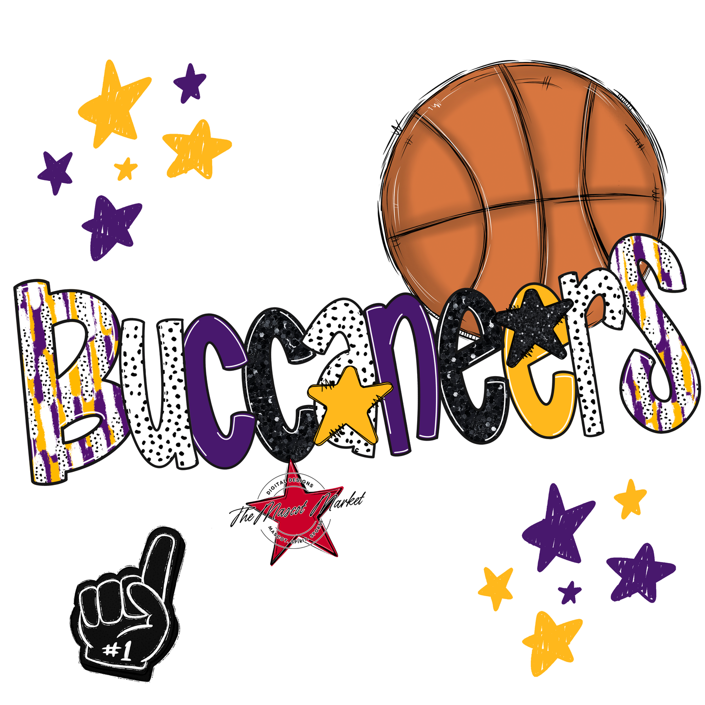Buccaneers Basketball Scrape-Purple-Yellow