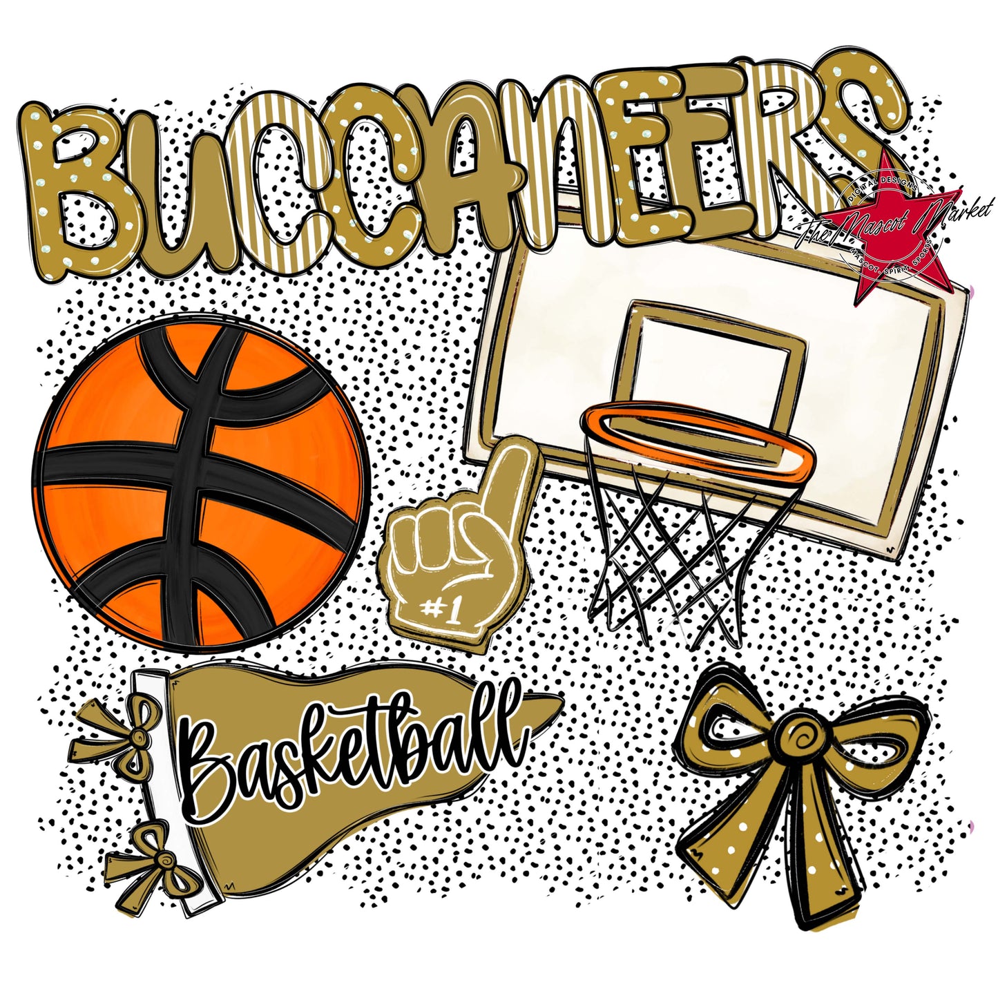 Buccaneers Basketball Spirit-Gold