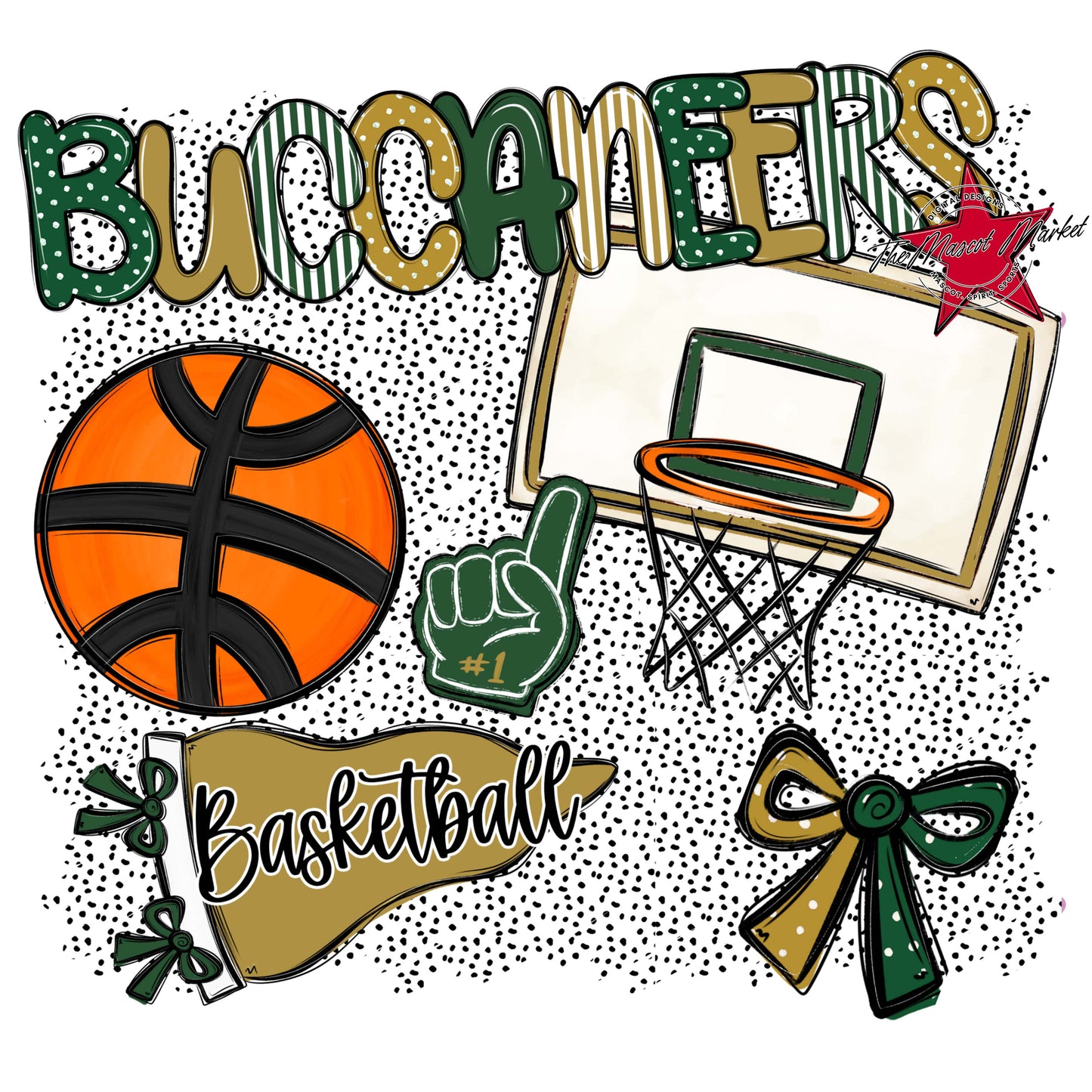 Buccaneers Basketball Spirit-Green & Gold