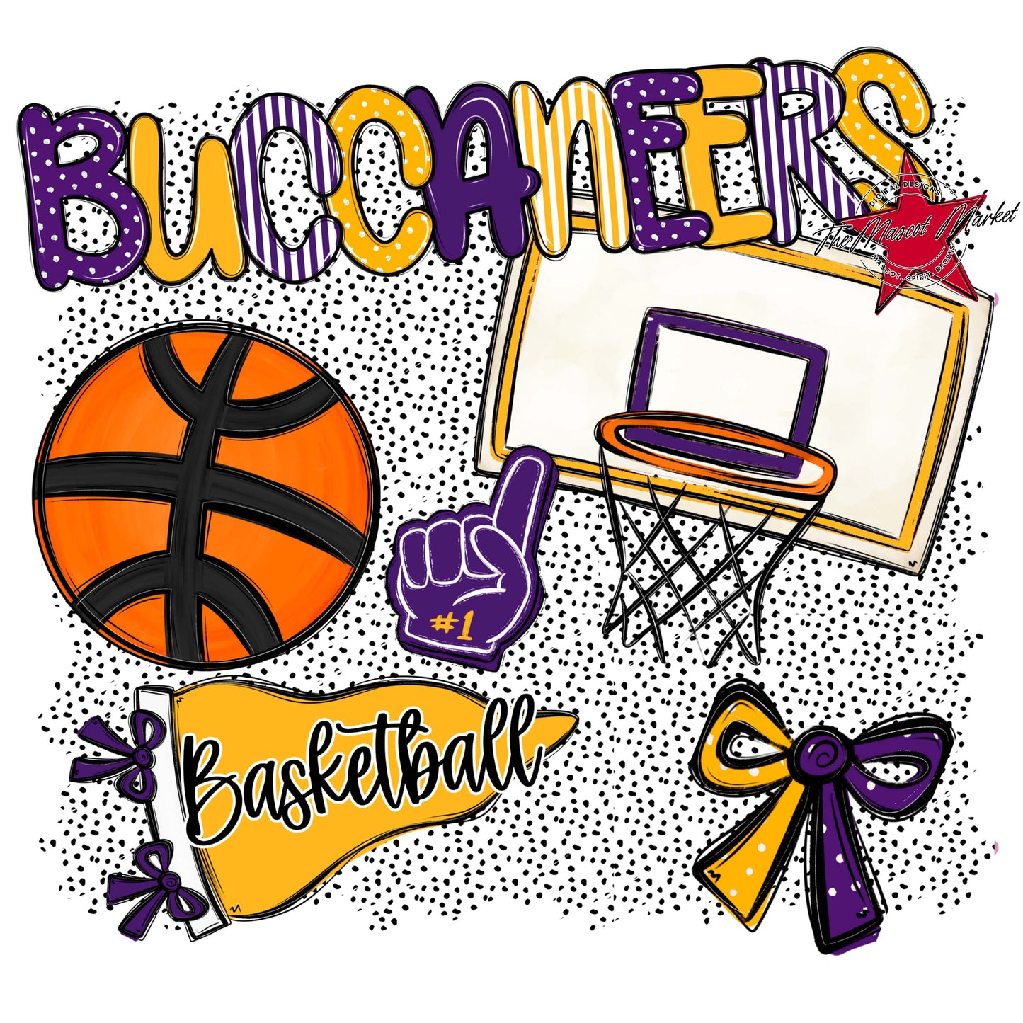 Buccaneers Basketball Spirit-Purple & Yellow