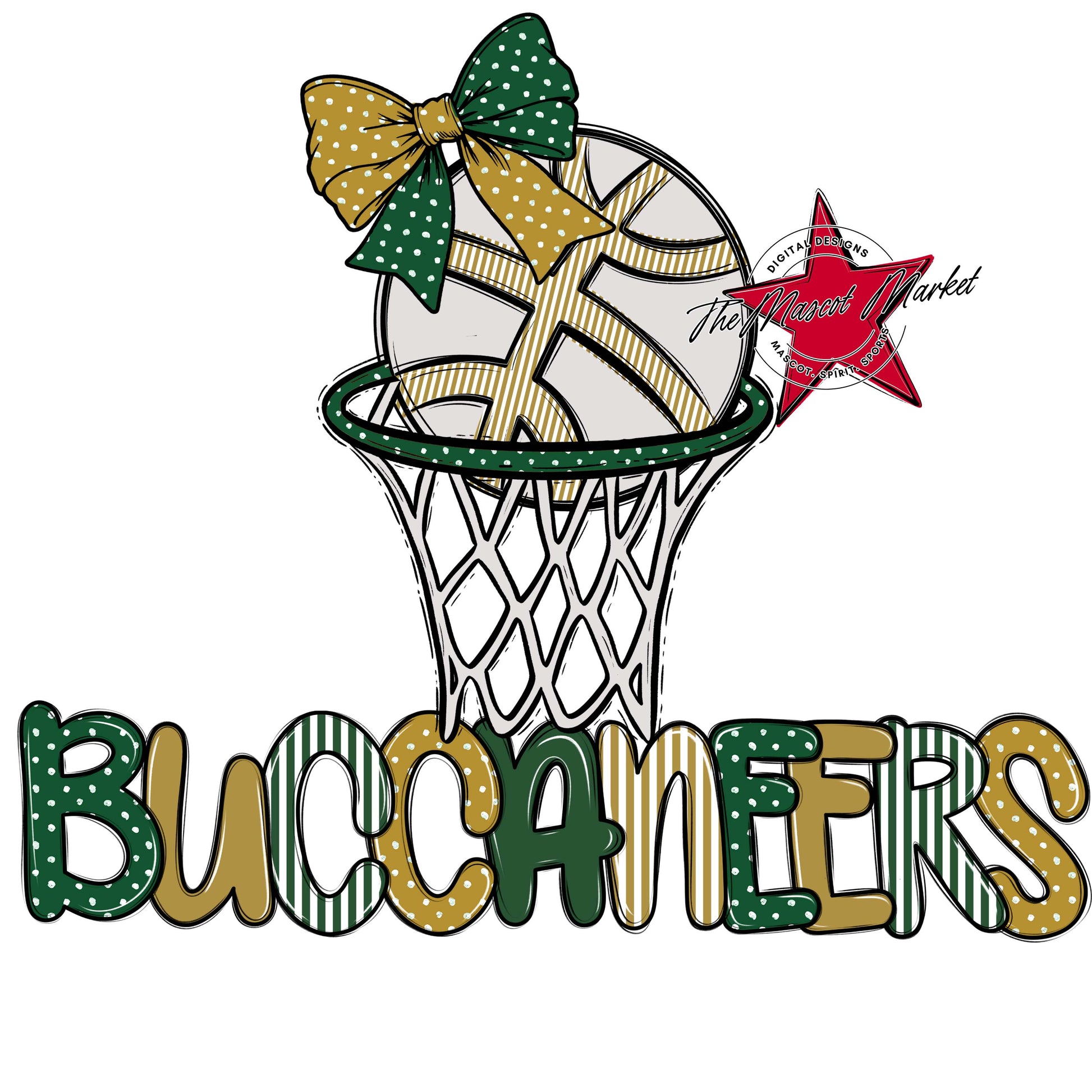 Buccaneers Basketball Spirit Design-Green & Gold