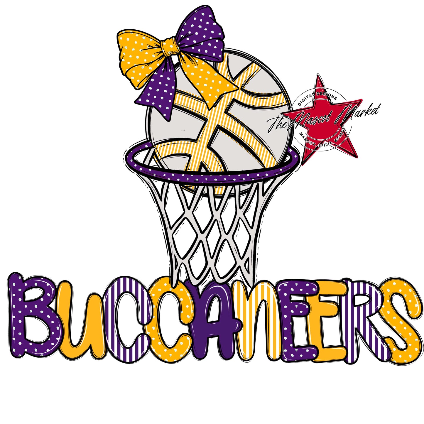 Buccaneers Basketball Spirit Design-Purple & Yellow