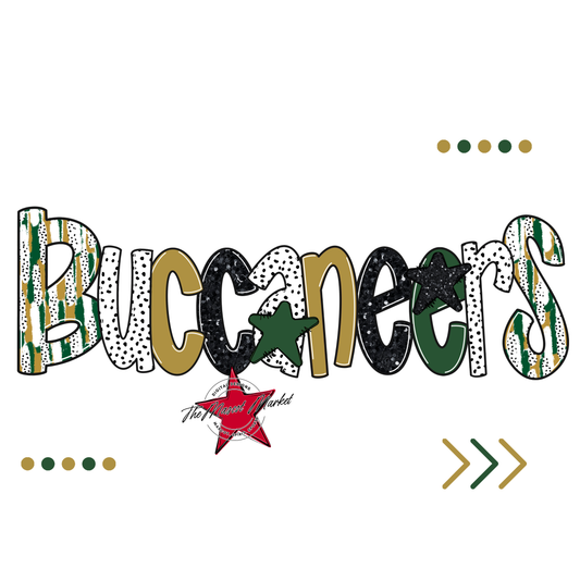 Buccaneers Brushstroke Alpha w Arrows-Green-Gold